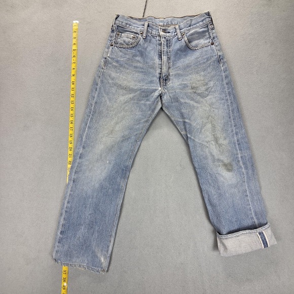 Levi's Other - Levis Jeans Mens Selvedge Blue Light Wash Regular Straight Whiskers Fits 28x26